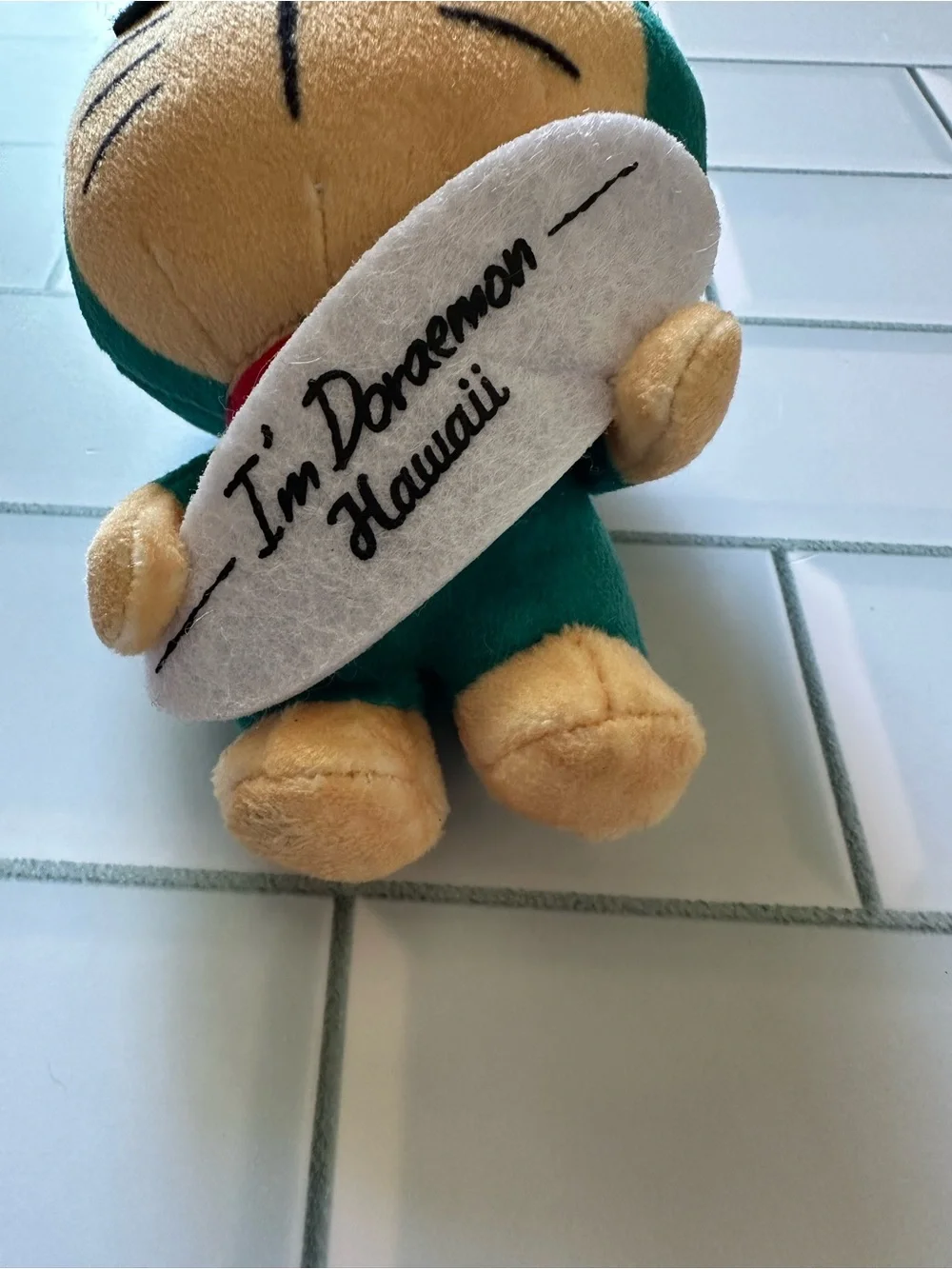 Hawaii I’m Doraemon Teal Plush Toy - Surfboard Collectible Key Chain